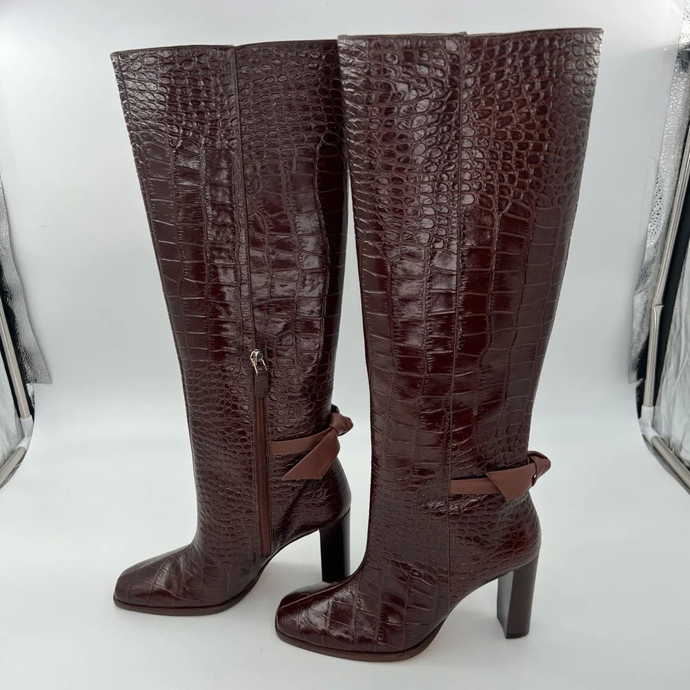 Square Clarita Croc-Embossed Leather Boots Women’s Sizes EU: 36 US: 6 MSRP: $795